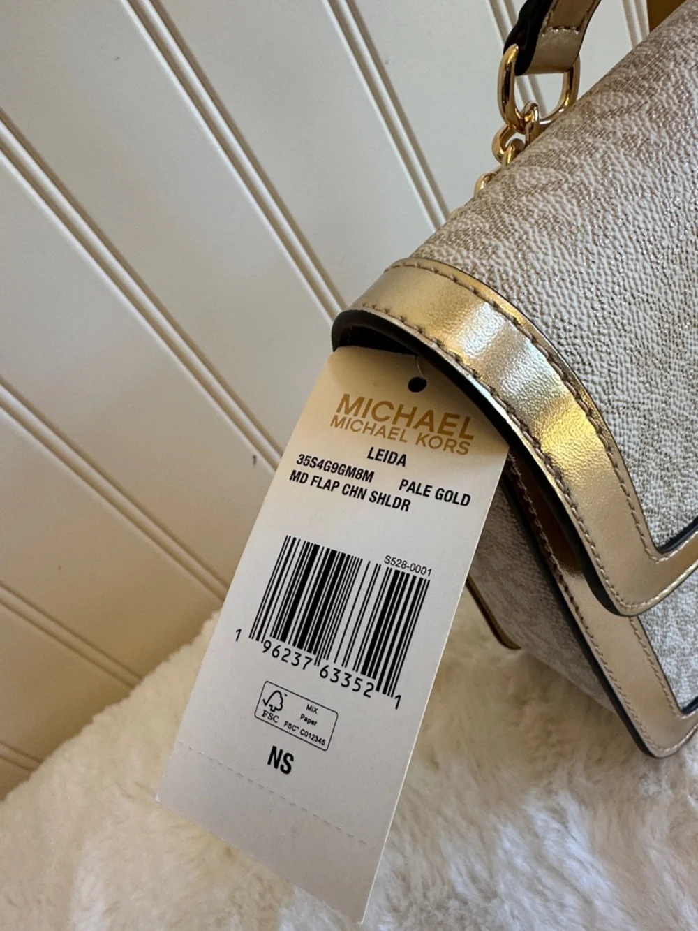 Michael Kors Beige and Gold Logo Crossbody Bag
